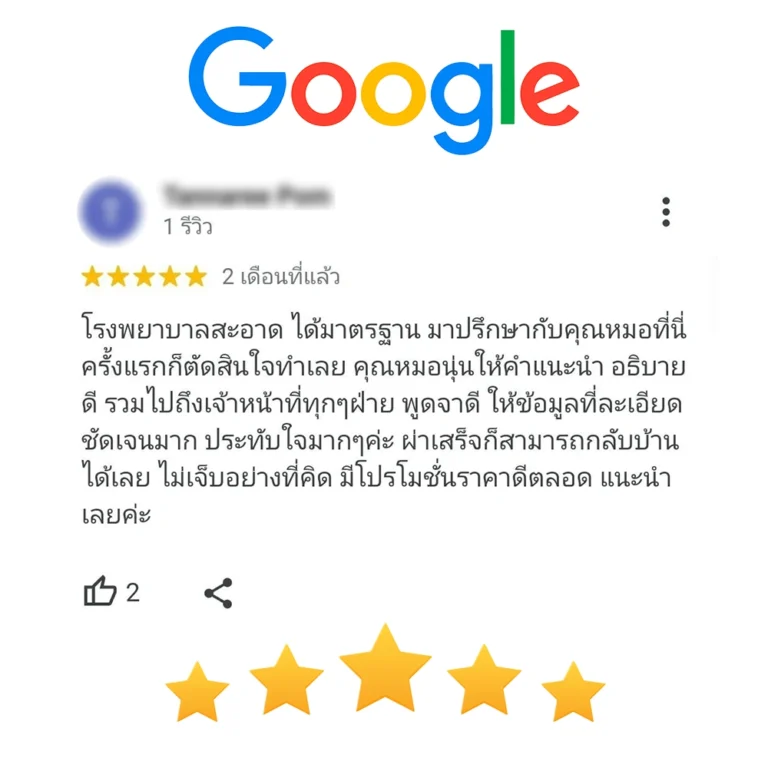 รีวิวความคิดเห็นจาก google